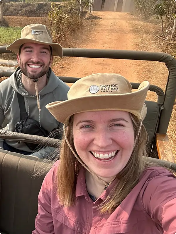 Couple heading to kanha mukki zone for a afternoon safari