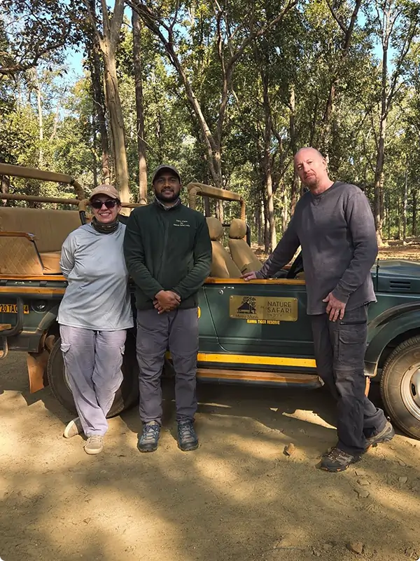 Our guests in kanha national park after a wonderful safari