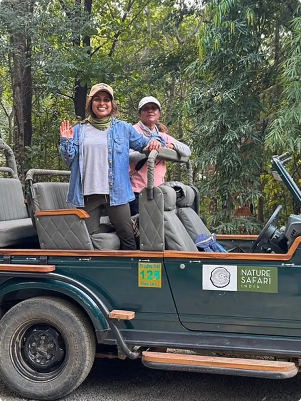 excited guest going on a safari in kanha